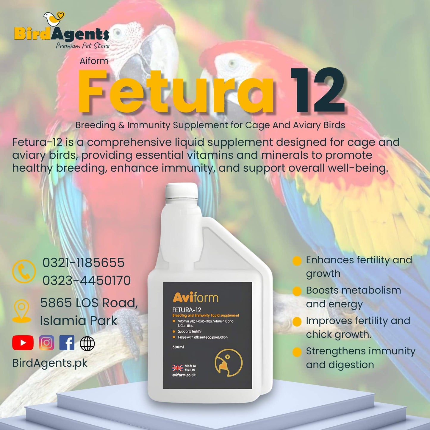 Fetura 12 Liquid - Fertility & Breeding Supplement for Birds