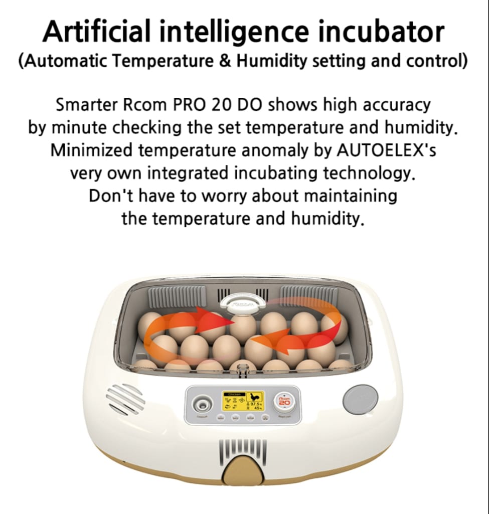 Rcom Pro 20 Do Egg incubator - With Egg Candling System