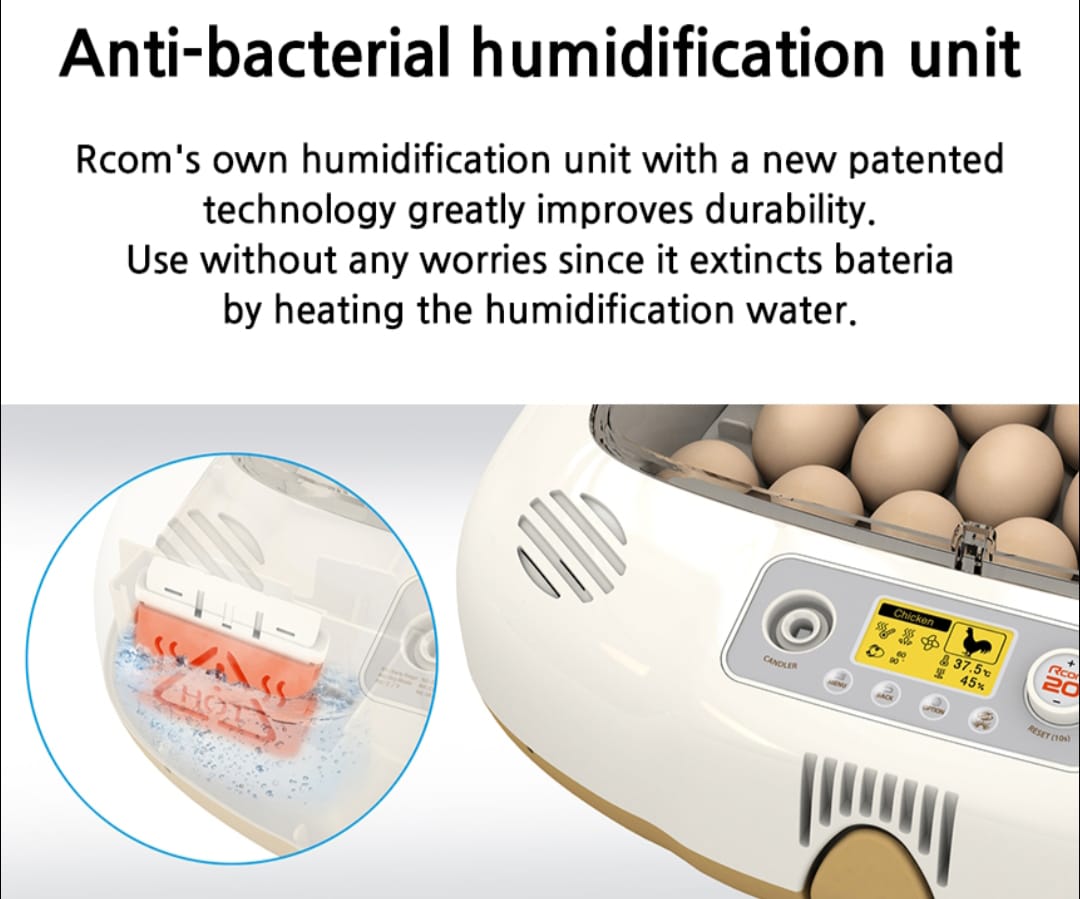 Rcom Pro 20 Do Egg incubator - With Egg Candling System