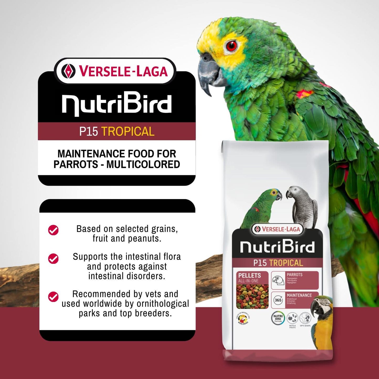 Nutribird P15 Tropical – Extruded Pellets for Parrots (Multicolour)