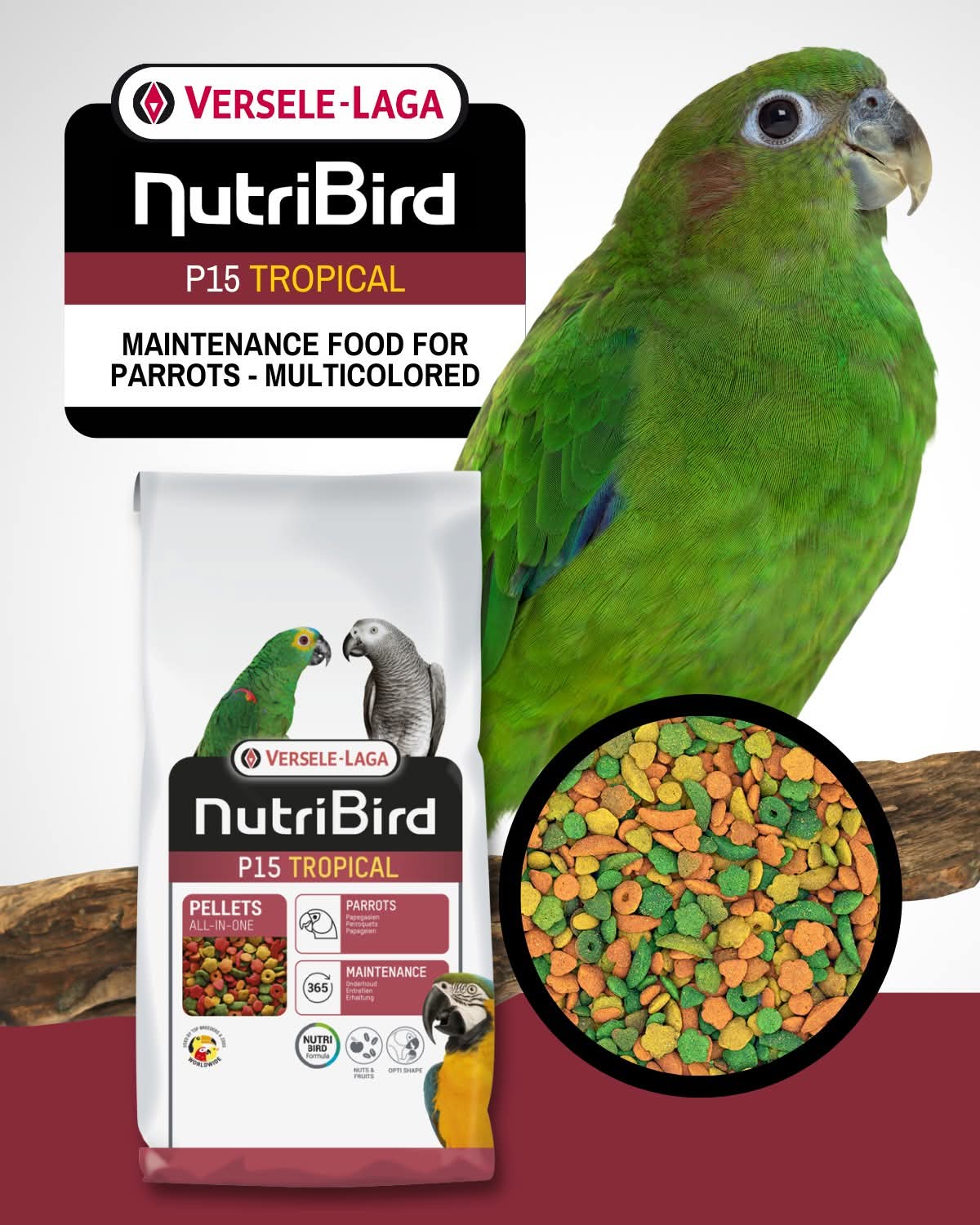 Nutribird P15 Tropical – Extruded Pellets for Parrots (Multicolour)