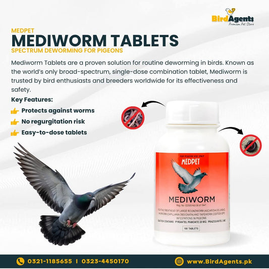 Mediworm Tablets - Broad-Spectrum Deworming for Pigeons