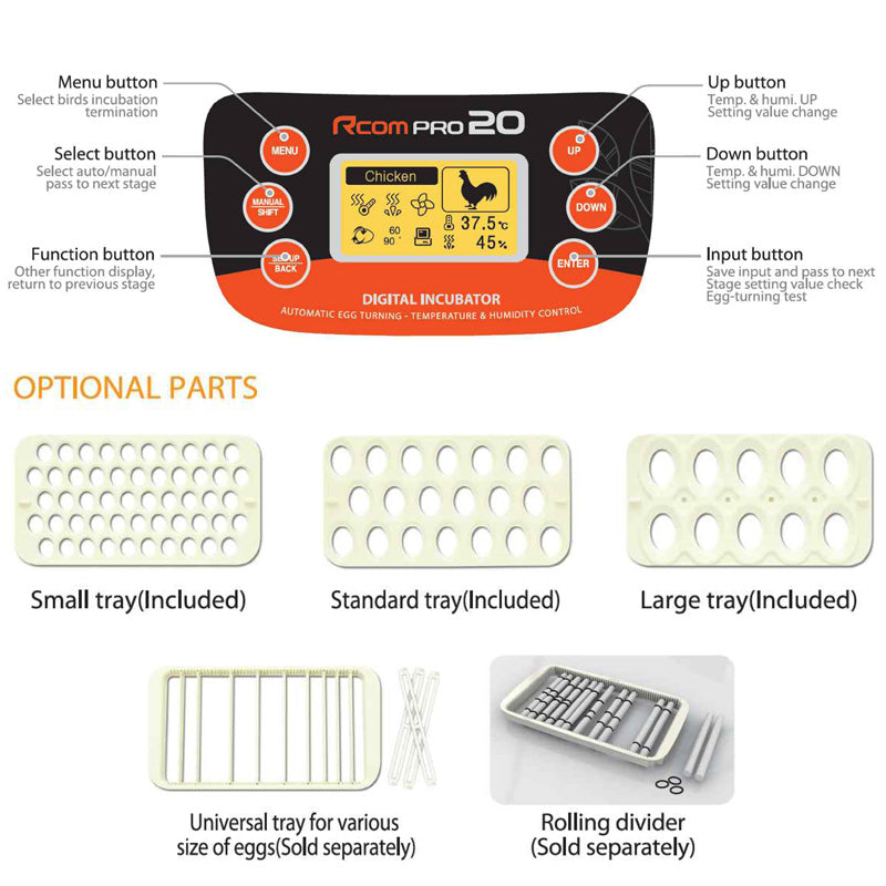 Rcom Pro 20 Egg Incubator - Optimal incubation Conditions